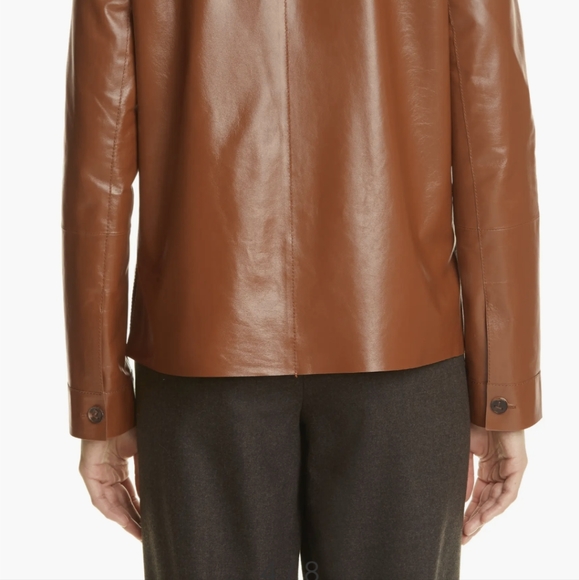 Lafayette 148 New York Leather jacket. Size: Small. Color: Caramel - Picture 5 of 9